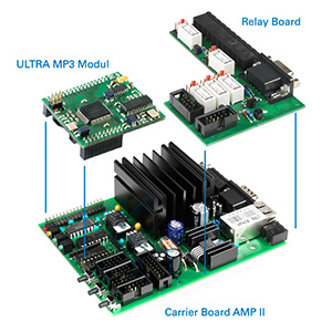 ULTRA 2 MP3-Modul, Carrier Board AMPII und Relais Board